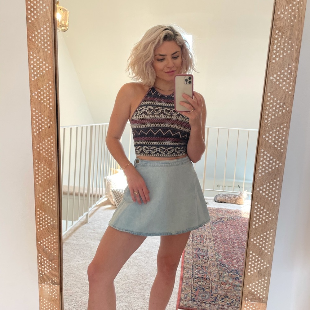 Mini Flare Jean Skirt